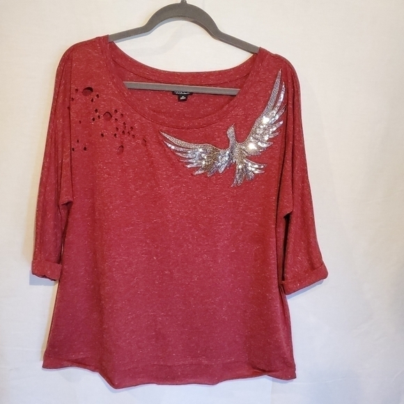 Allen B. By Allen Schwartz Tops - Allen B by Allen Schwartz 3/4 sleeve sequin top raven